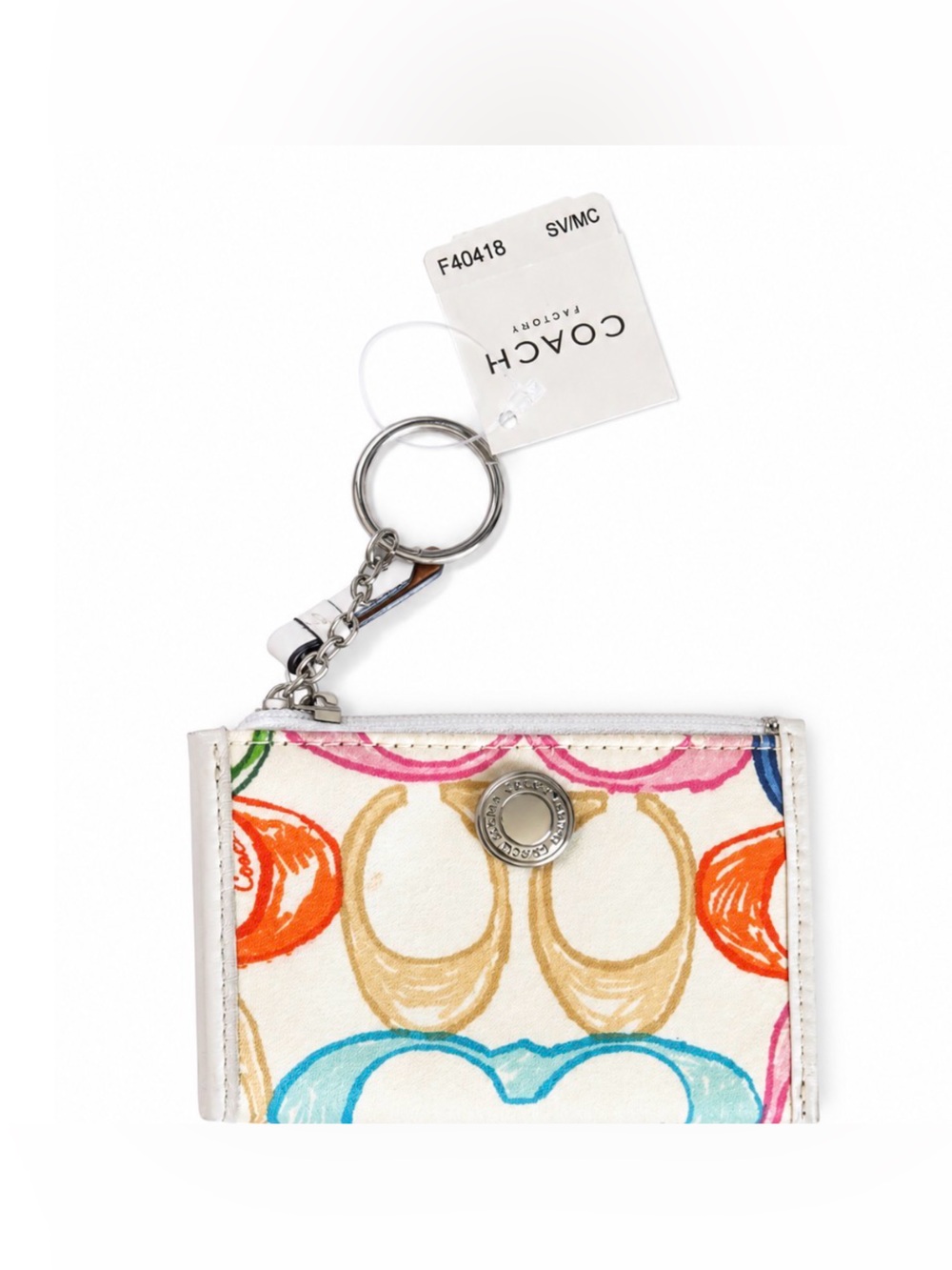 NWT COACH Scribble Keychain Multi-Colored Wallet